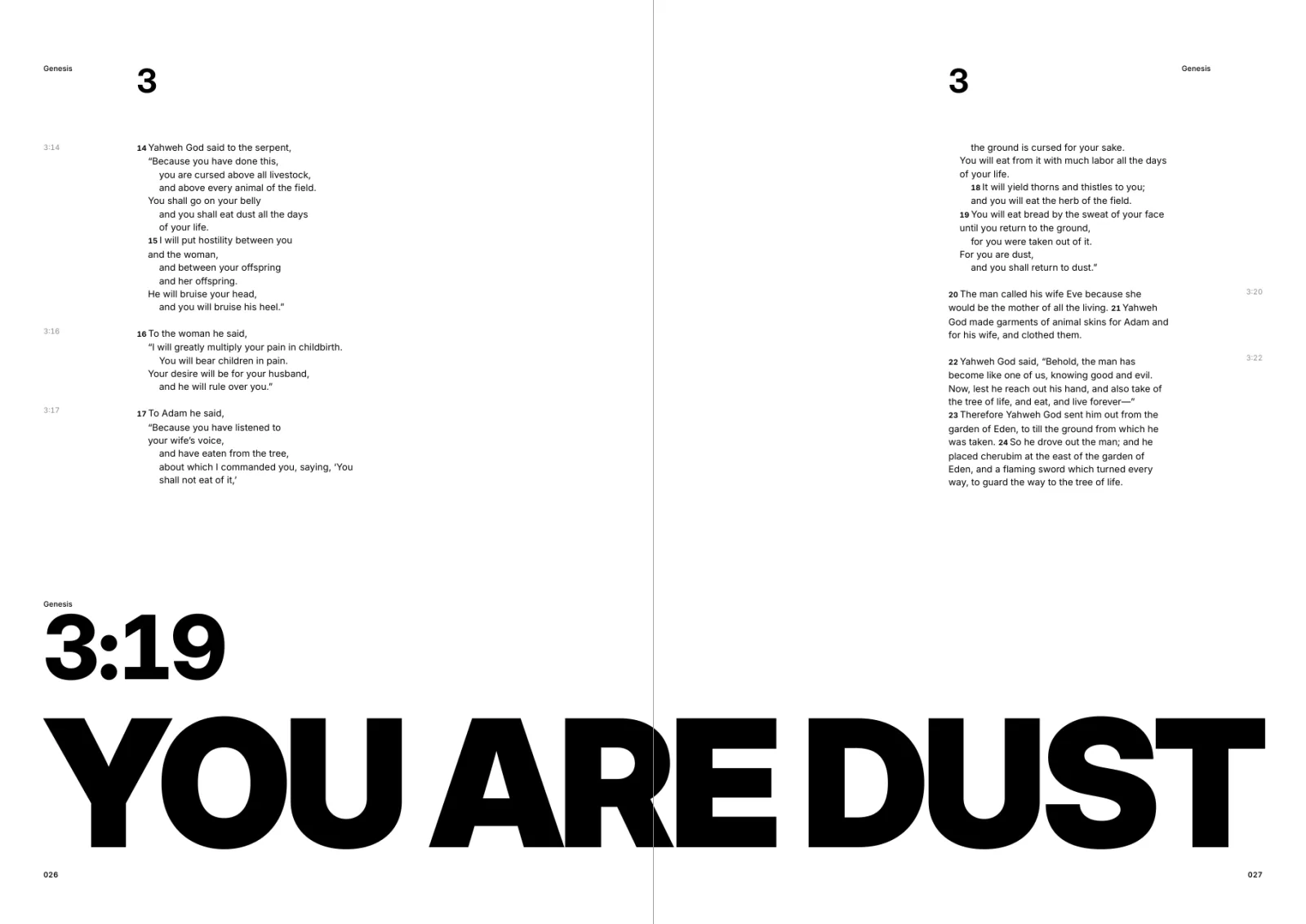 Genesis spread: YOU ARE DUST