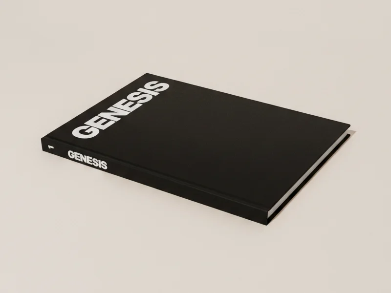 The closed black Genesis hardcover